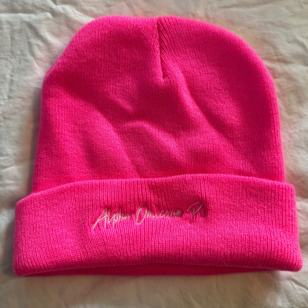 Alpha Omicron Pi Sorority Pink Beanie